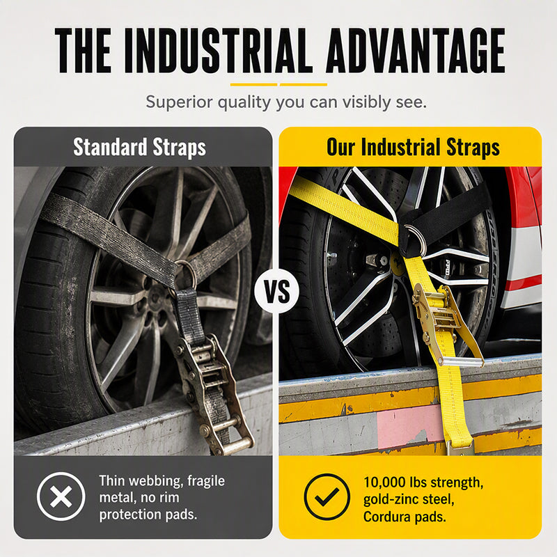 Heavy-Duty Car Tire Tie-Down Straps