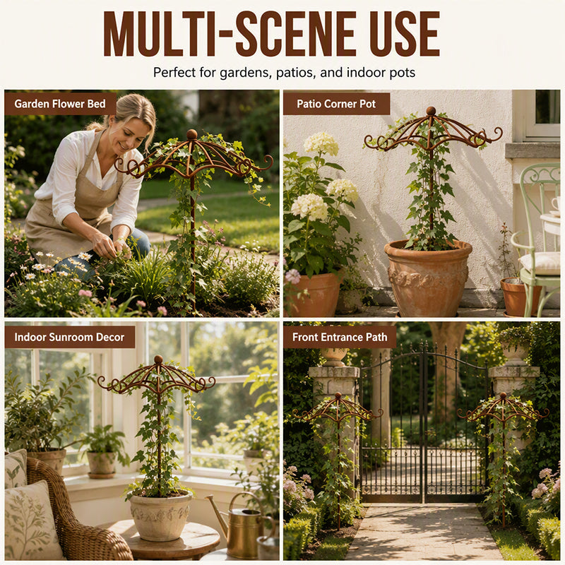 Metal Umbrella Plant Trellis Outdoor Climbing Support for Vines and Flowers