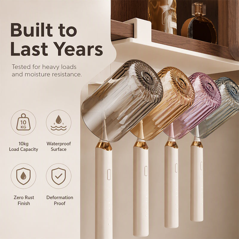 Under Cabinet Toothbrush and Cup Storage Rack