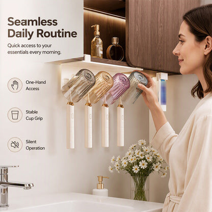 Under Cabinet Toothbrush and Cup Storage Rack