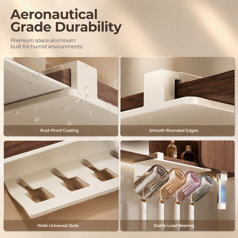 Under Cabinet Toothbrush and Cup Storage Rack