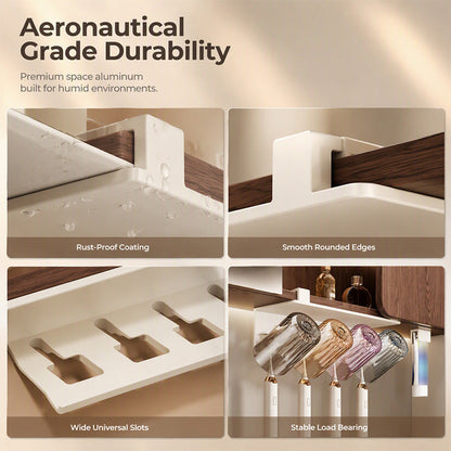 Under Cabinet Toothbrush and Cup Storage Rack