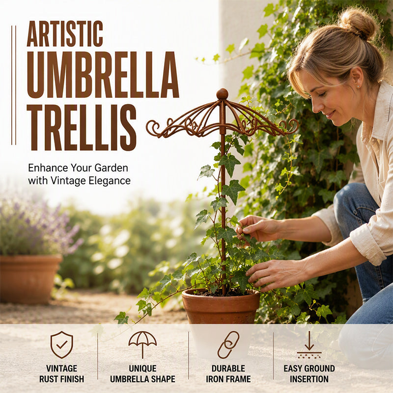 Metal Umbrella Plant Trellis Outdoor Climbing Support for Vines and Flowers