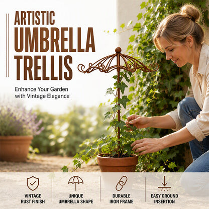 Metal Umbrella Plant Trellis Outdoor Climbing Support for Vines and Flowers