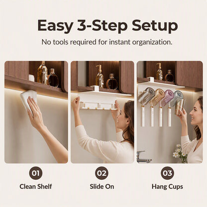 Under Cabinet Toothbrush and Cup Storage Rack