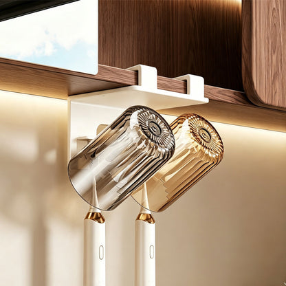 Under Cabinet Toothbrush and Cup Storage Rack