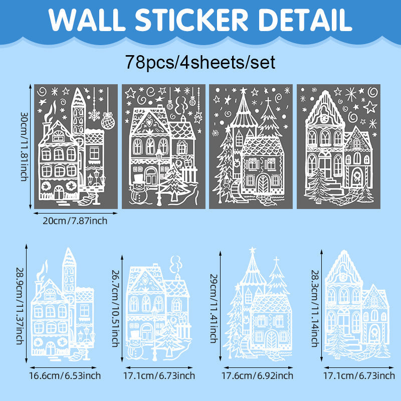 Christmas Village Window Cling Set