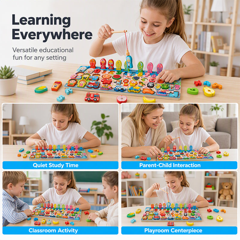 Wooden Number Alphabet Puzzle for Kids