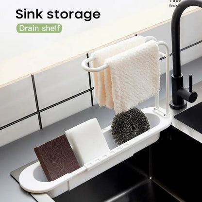 Kitchen Telescopic Sink Shelf Drainer Rack Storage Basket