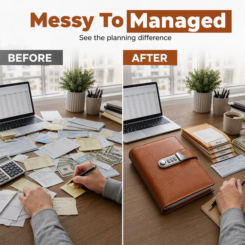 💰🔐 A6 Budget Binder with Combination Lock – Cash Envelope Organizer for Savings Challenges & Budget Planning