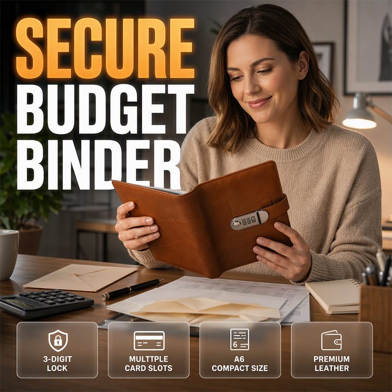 💰🔐 A6 Budget Binder with Combination Lock – Cash Envelope Organizer for Savings Challenges & Budget Planning