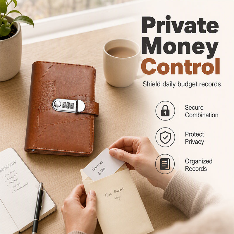 💰🔐 A6 Budget Binder with Combination Lock – Cash Envelope Organizer for Savings Challenges & Budget Planning