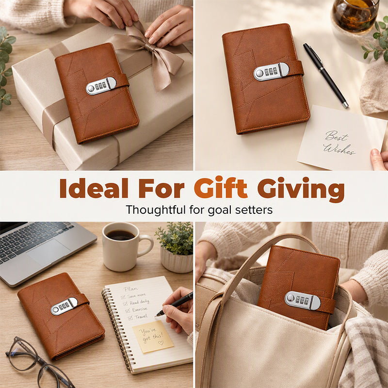 💰🔐 A6 Budget Binder with Combination Lock – Cash Envelope Organizer for Savings Challenges & Budget Planning
