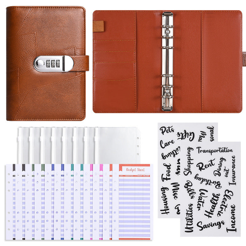 💰🔐 A6 Budget Binder with Combination Lock – Cash Envelope Organizer for Savings Challenges & Budget Planning