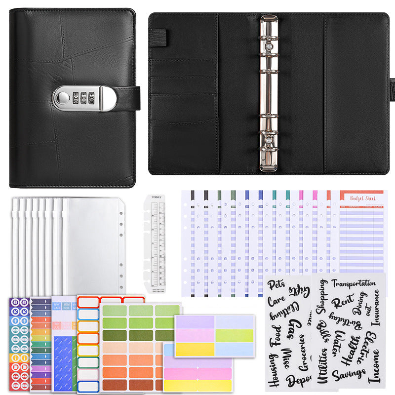💰🔐 A6 Budget Binder with Combination Lock – Cash Envelope Organizer for Savings Challenges & Budget Planning