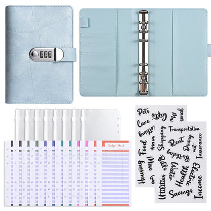 💰🔐 A6 Budget Binder with Combination Lock – Cash Envelope Organizer for Savings Challenges & Budget Planning