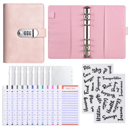 💰🔐 A6 Budget Binder with Combination Lock – Cash Envelope Organizer for Savings Challenges & Budget Planning