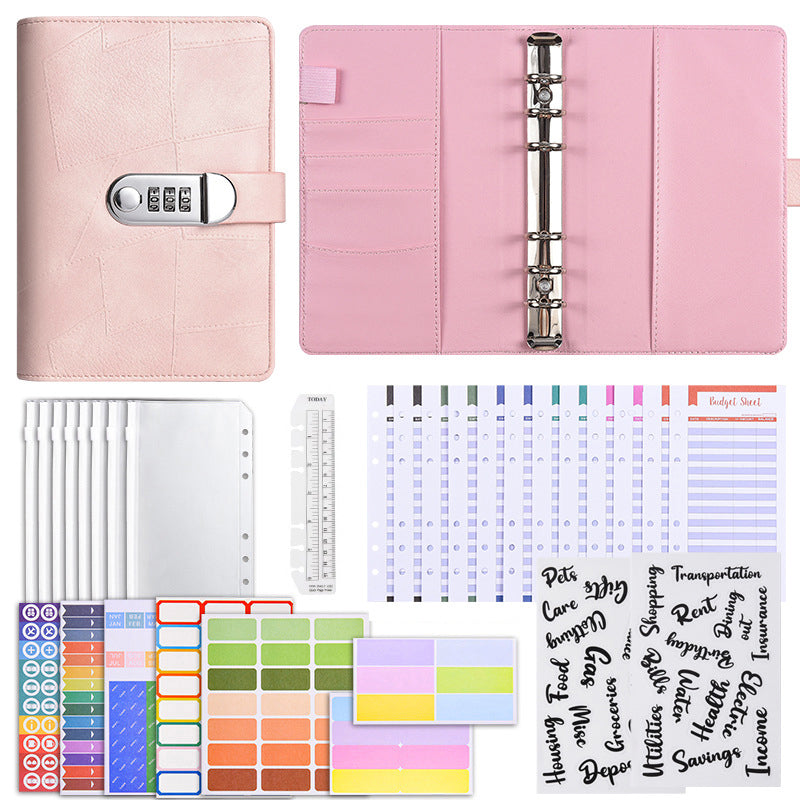 💰🔐 A6 Budget Binder with Combination Lock – Cash Envelope Organizer for Savings Challenges & Budget Planning