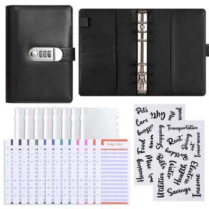 💰🔐 A6 Budget Binder with Combination Lock – Cash Envelope Organizer for Savings Challenges & Budget Planning