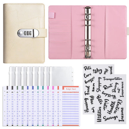 💰🔐 A6 Budget Binder with Combination Lock – Cash Envelope Organizer for Savings Challenges & Budget Planning