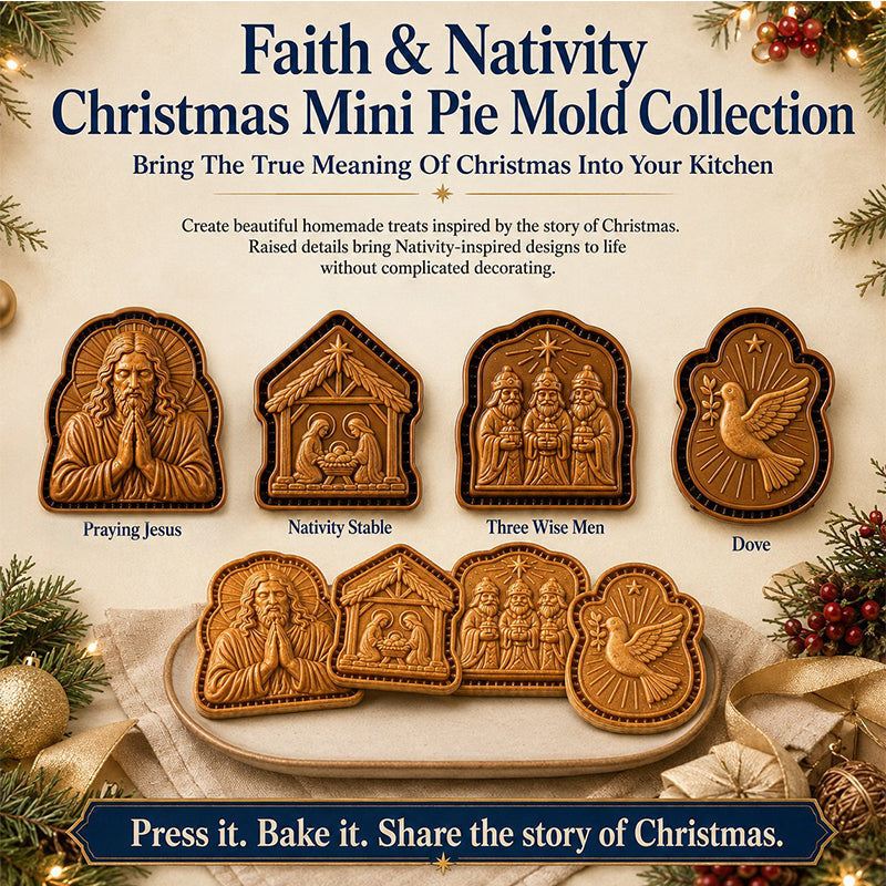 🎄🥧 Faith-Inspired Christmas Mini Pie Mold – 3D Holiday Pastry Press for Meaningful Christmas Baking