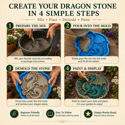 Reusable Dragon Stepping Stone Mold for DIY Garden Paths