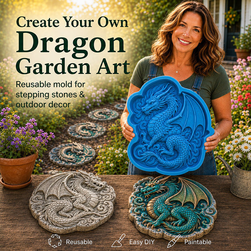 Reusable Dragon Stepping Stone Mold for DIY Garden Paths
