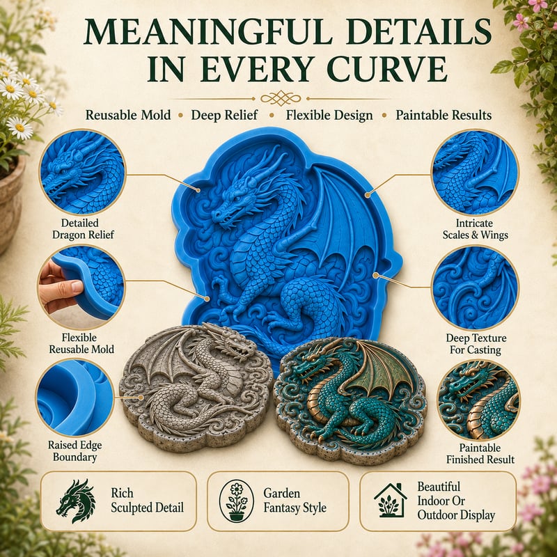 Reusable Dragon Stepping Stone Mold for DIY Garden Paths