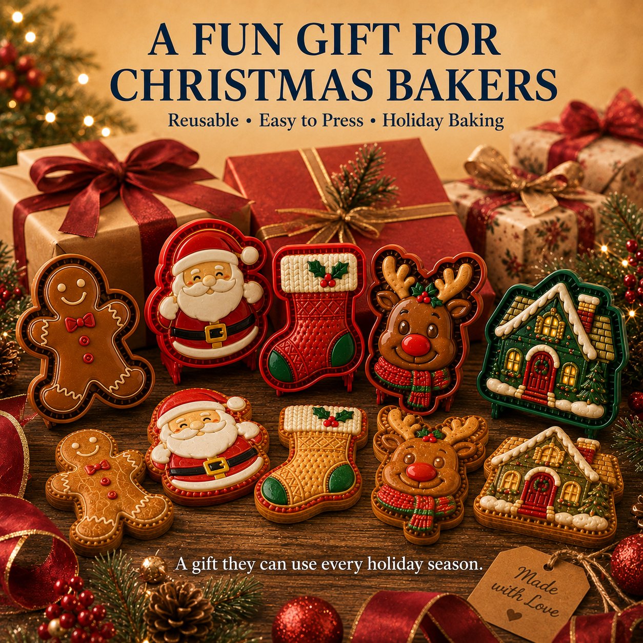 🎄🥧 Christmas Mini Pie Mold 🎅 Festive Press Maker for Santa, Gingerbread & Reindeer Pastries
