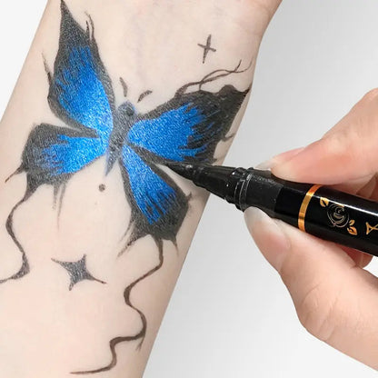 Cosmetic Grade Temporary Tattoo Markers for Skin, 10/15/30 Vibrant Colors Flexible Brush Tip Pens, 30 Colors+12 Stencils, High Detail, Face Makeup Halloween, None Toxic, Office Stationery Writing Tool