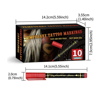 Cosmetic Grade Temporary Tattoo Markers for Skin, 10/15/30 Vibrant Colors Flexible Brush Tip Pens, 30 Colors+12 Stencils, High Detail, Face Makeup Halloween, None Toxic, Office Stationery Writing Tool