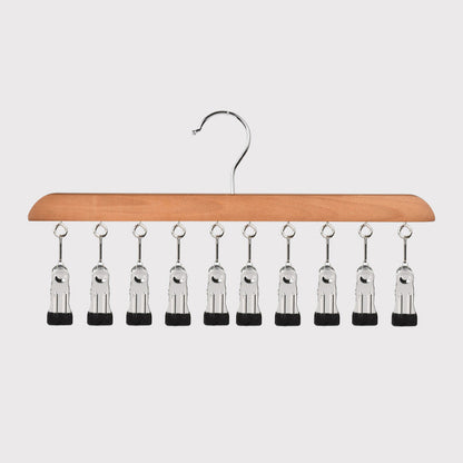 Hang 10 Items Instantly! No-Slip Wooden Multi-Clip Organizer