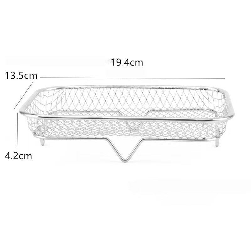 3-Layer 304 Stainless Steel Air Fryer Rack, Stackable Grill Basket and Toast Rack for Chicken Wings and Toast, Cooking Rack for Indoor Kitchen Grill Accessories, Grilling Accessories