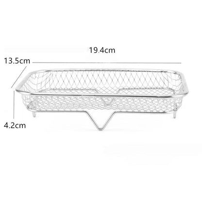 3-Layer 304 Stainless Steel Air Fryer Rack, Stackable Grill Basket and Toast Rack for Chicken Wings and Toast, Cooking Rack for Indoor Kitchen Grill Accessories, Grilling Accessories