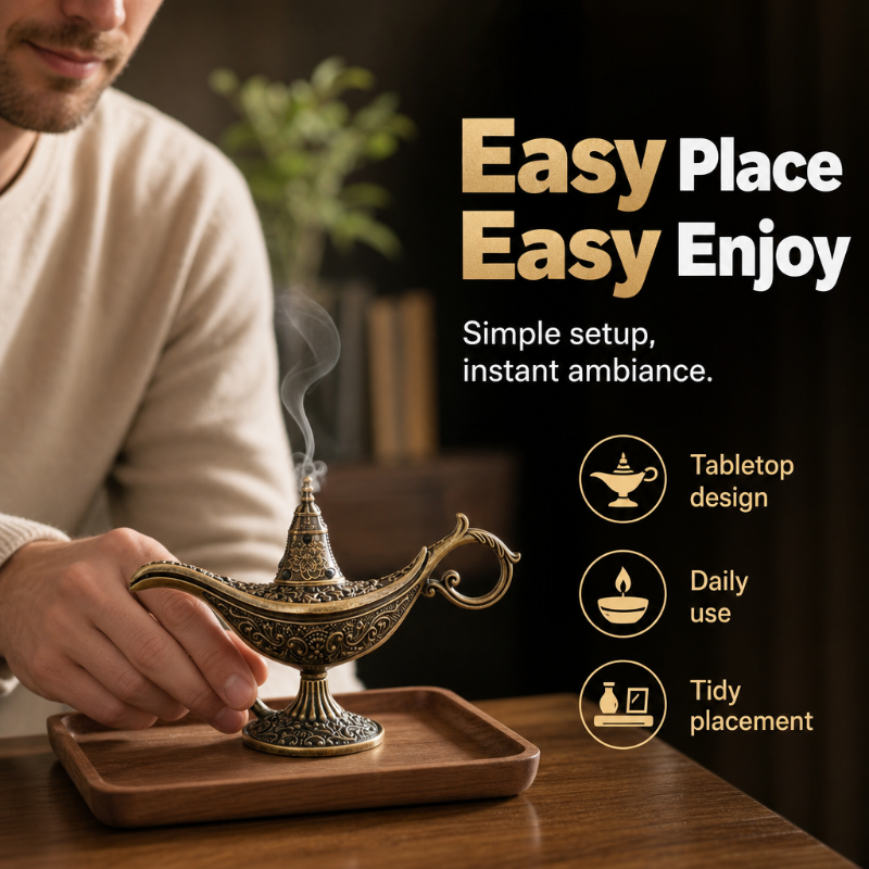 🔥 BUY 1 GET 1 FREE!! 🪔 Retro Aladdin Magic Lamp Incense Burner, Vintage Aroma Diffuser