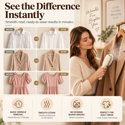 🥳2026 HOT SALE🥳💞50K+ SOLD! 👔💨 50% OFF! Handheld Garment Steamer – 20s heat-up, dry & wet modes, leak-proof. Remove wrinkles in minutes – step out sharp every morning! 🌫️✅