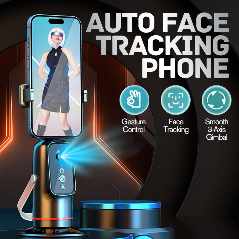 📱50% OFF NOW! Auto Face Tracking Phone Holder, Gesture Control 3-Axis Gimbal Stabilizer, Smart Auto Rotating Phone Stand for Live Streaming, Vlog Shooting & Video Recording