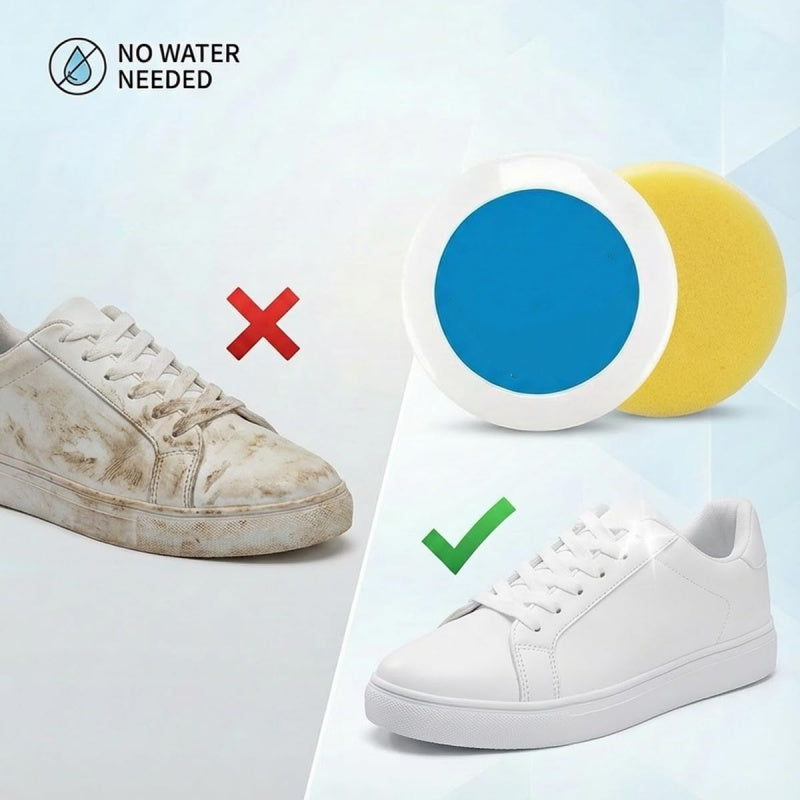 Water-Free White Shoe Cleaning Cream with Sponge