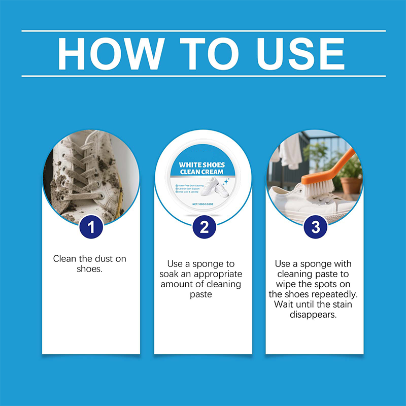 Water-Free White Shoe Cleaning Cream with Sponge