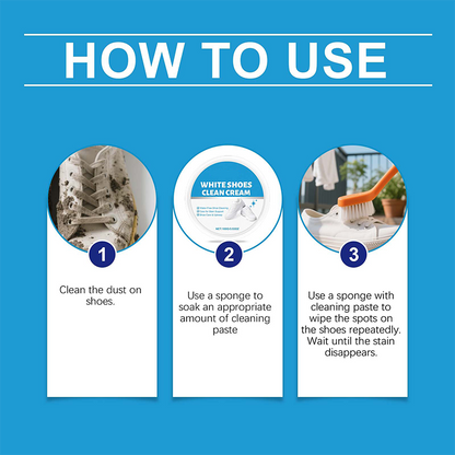Water-Free White Shoe Cleaning Cream with Sponge