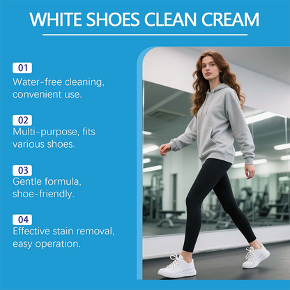 Water-Free White Shoe Cleaning Cream with Sponge
