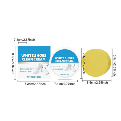 Water-Free White Shoe Cleaning Cream with Sponge