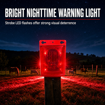 🚨🔥 Solar Outdoor Wildlife Alarm – Sound & Flash Deterrent for Gardens & Crops