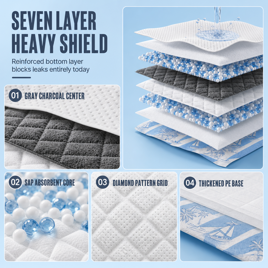 ✨ 7-Layer Charcoal Pet Pads – Quick-Dry Pads for Cleaner Floors🍃