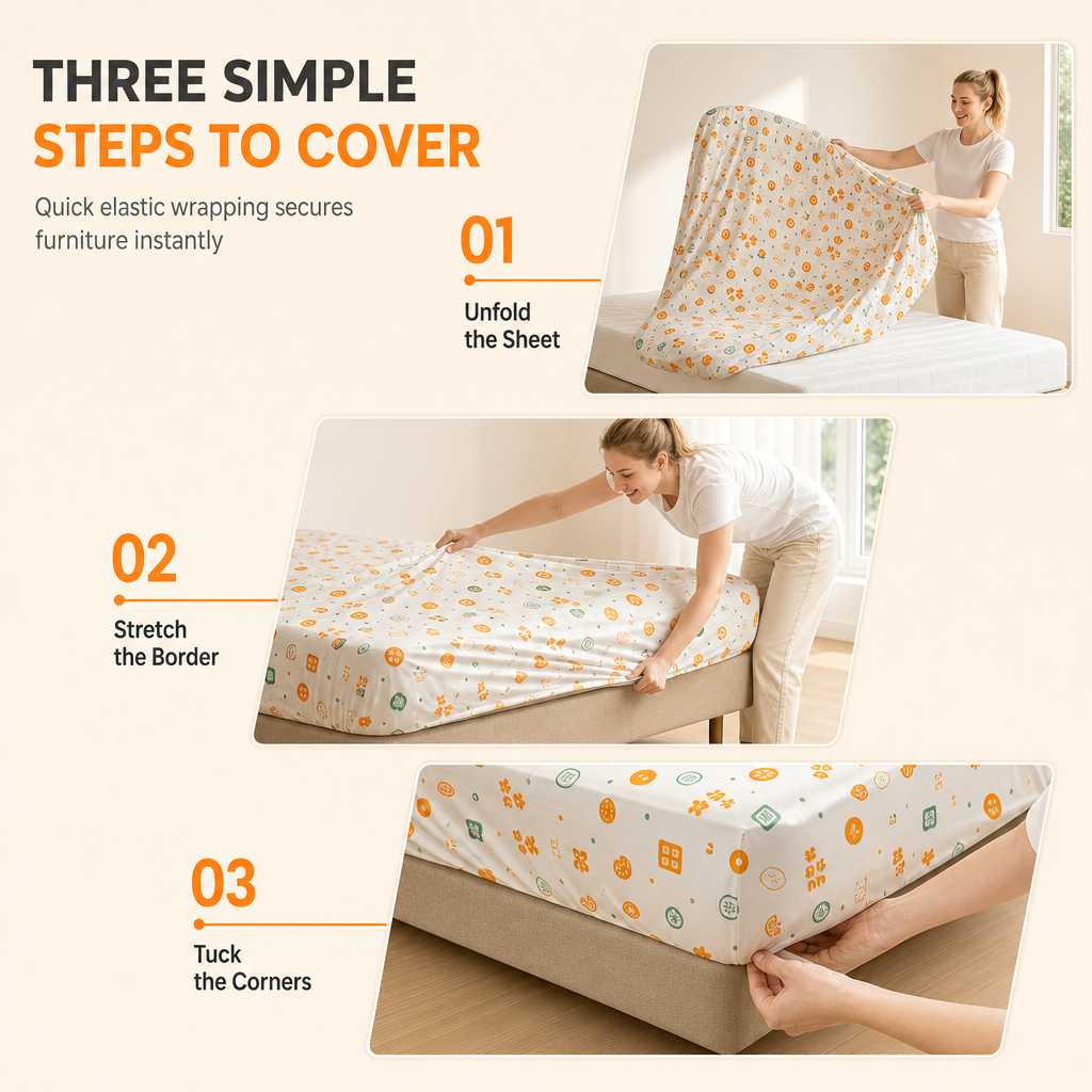 Print Elastic Bed & Sofa Dust Cover