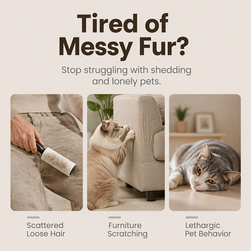 2-in-1 Pet Corner Self Groomer with Feather Wand