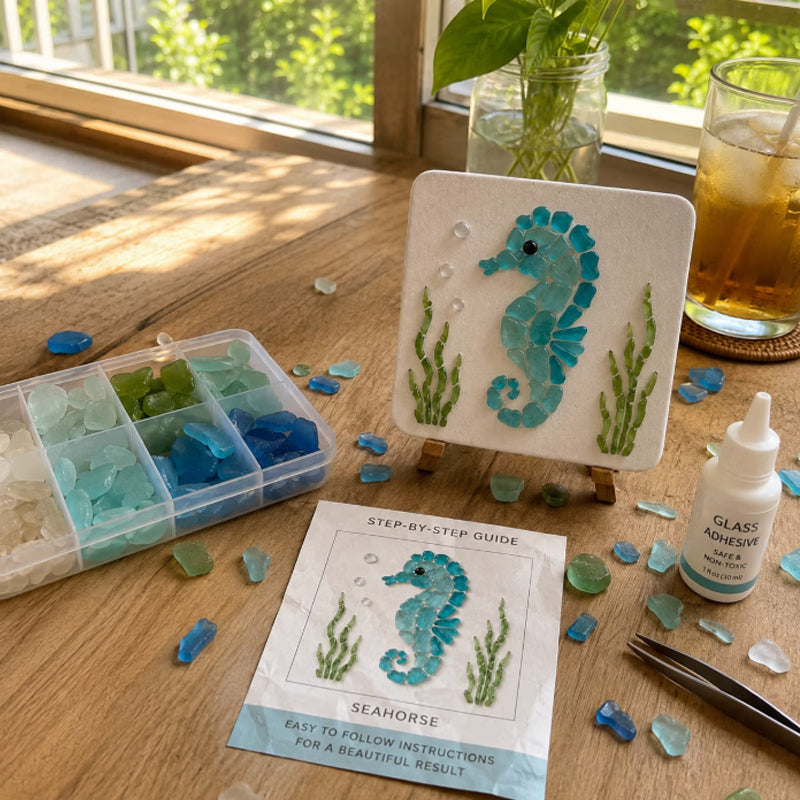 🌊✨ DIY Sea Glass Mosaic Art Kit – Create Your Own Ocean-Inspired Decor