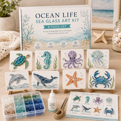 🌊✨ DIY Sea Glass Mosaic Art Kit – Create Your Own Ocean-Inspired Decor