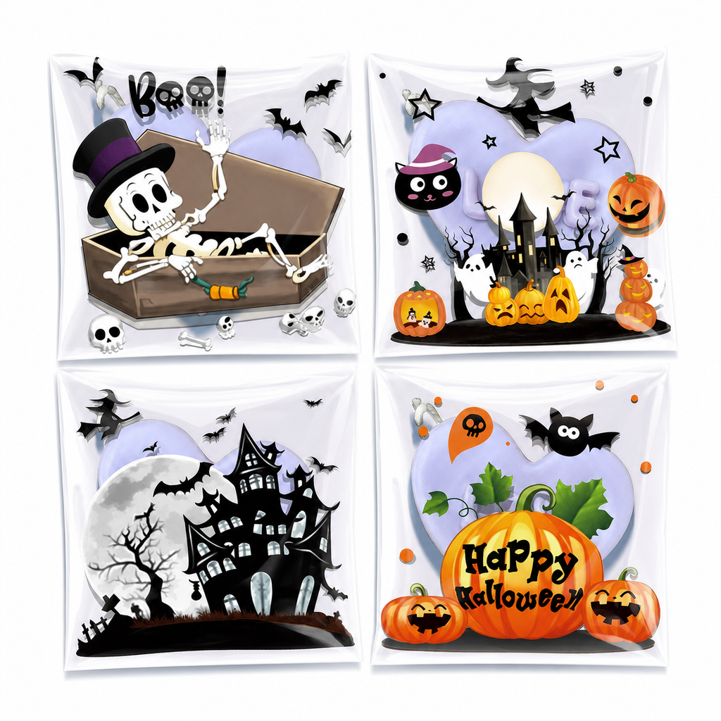 🎃🍪 Halloween Self-Sealing Treat Bags – Cute Packaging for Cookies & Candy