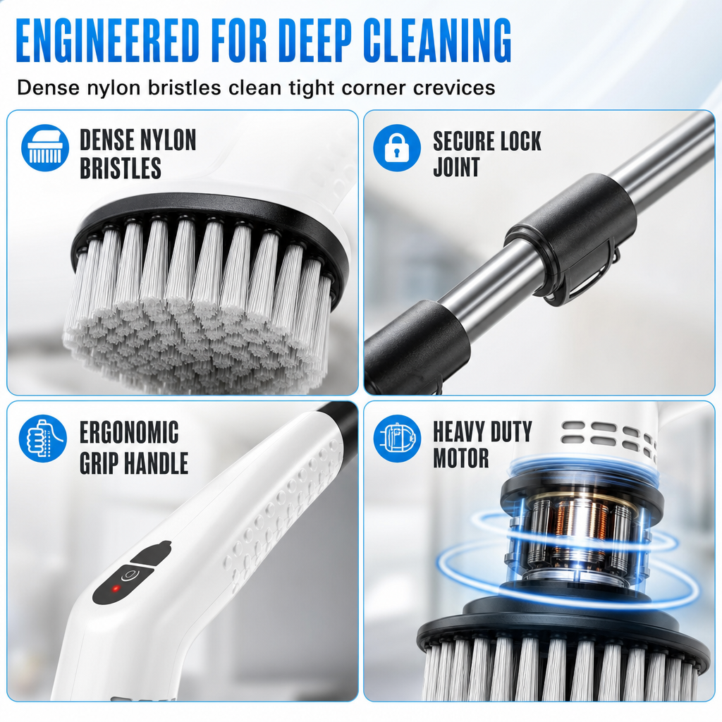 ⚡🛁 Cordless Electric Cleaning Brush – Extendable Spin Scrubber for Bathroom & Floors